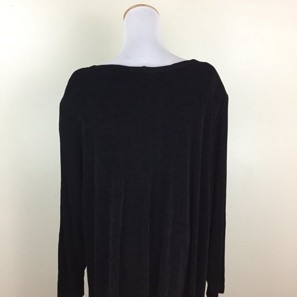 NWT VIKKI VI Black 3/4 - Long Sleeve Ribbed Slinky Round Collar Dress - Picture 8 of 8